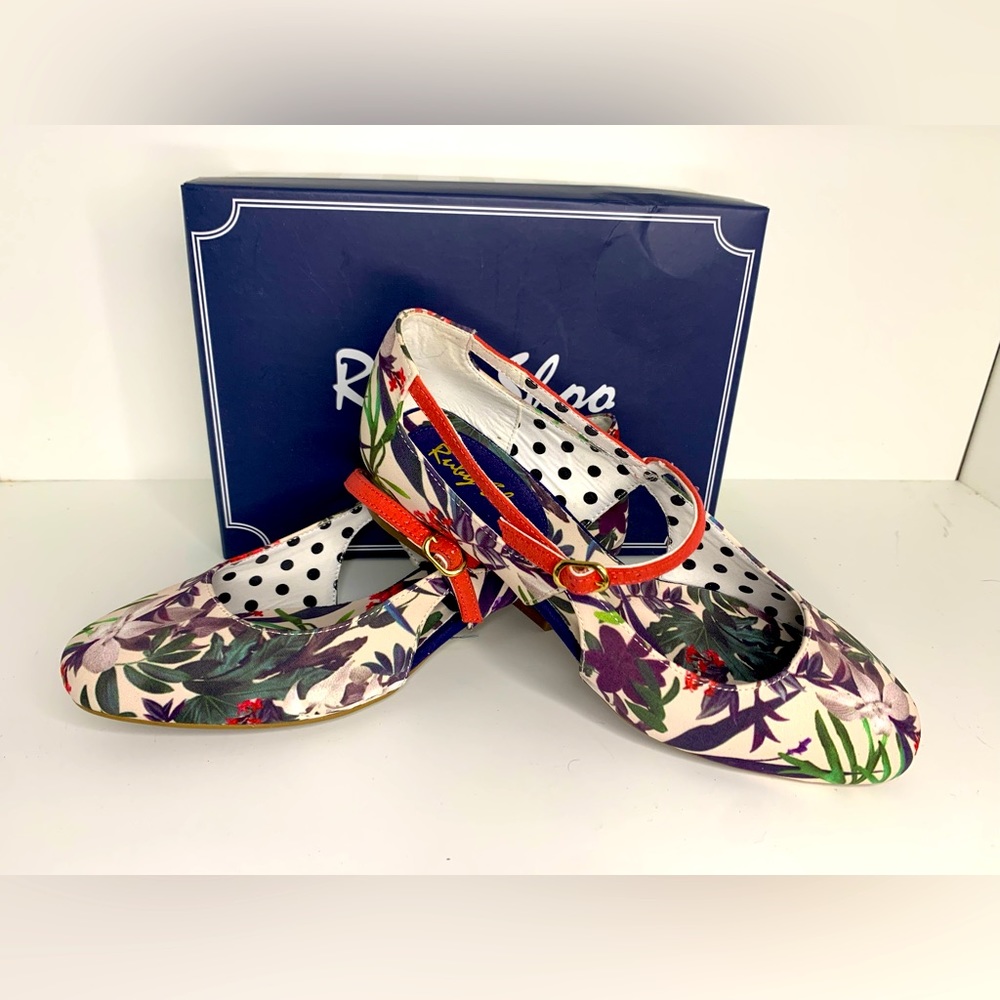 Ruby Shoo Iris Sage floral print heel size 7